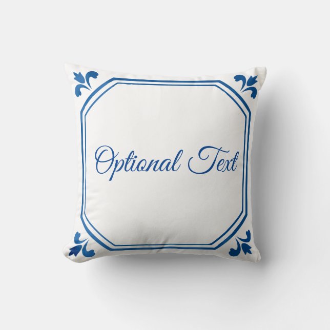 Coussin Géométrie et fleurs bleues et blanches (Recto)
