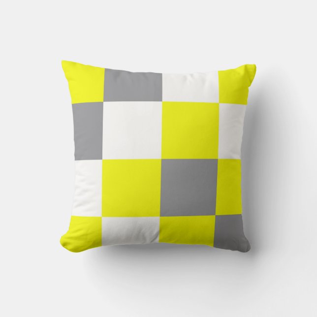 Coussin Géométrie funky Art Abstrait gris jaune blanc (Recto)
