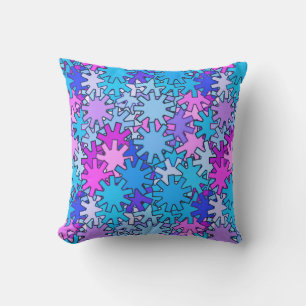 Coussin Géométrie moderne, bleu, violet et orchidée