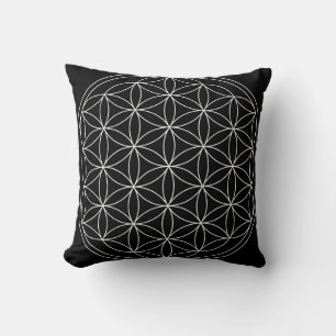 Coussin Géométrie sacrée Fleur de Vie Noir & Blanc