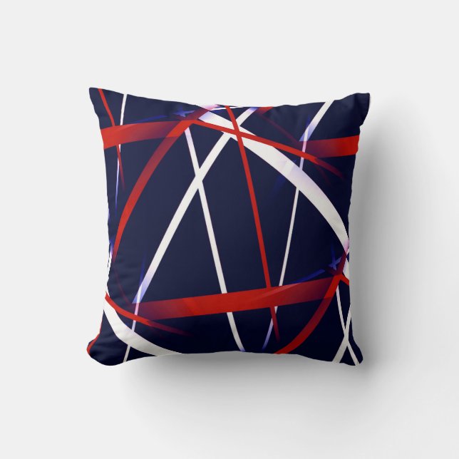 Coussin Géométrie Urbaine Bleu Blanc Rouge (Recto)