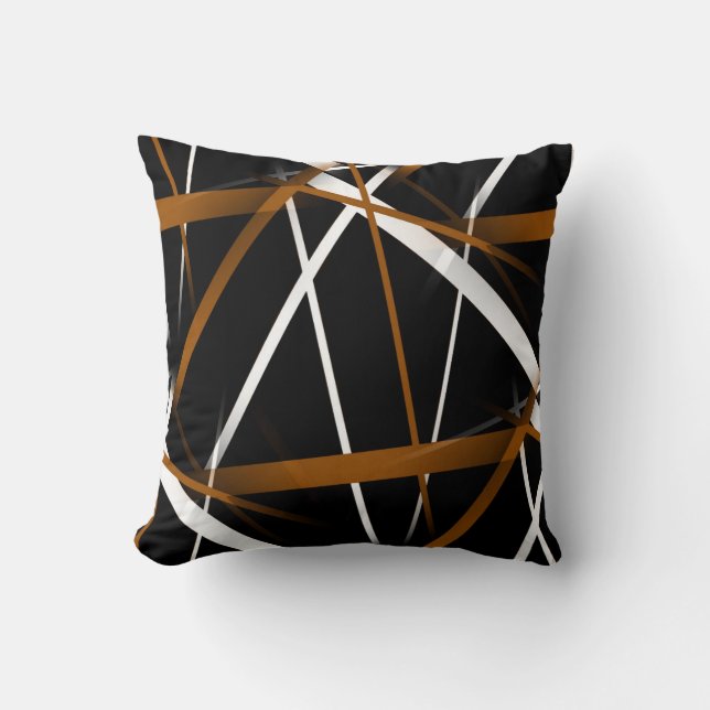 Coussin Géométrie Urbaine Noir Blanc Brun Sienne (Recto)