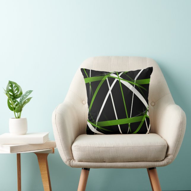 Coussin Géométrie Urbaine Noir Blanc Vert Gazon (Chaise)