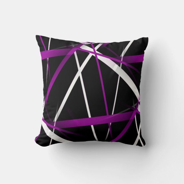 Coussin Géométrie Urbaine Noir Blanc Violet (Recto)