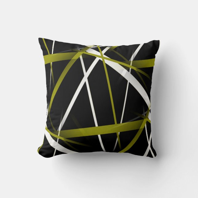 Coussin Géométrie Urbaine Olive-Vert Noir (Recto)