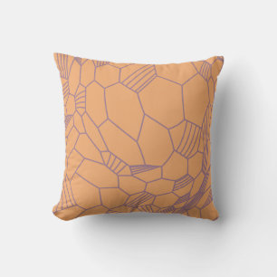 Coussin Géométrie Voronoi Terracotta pêche moderne et viol