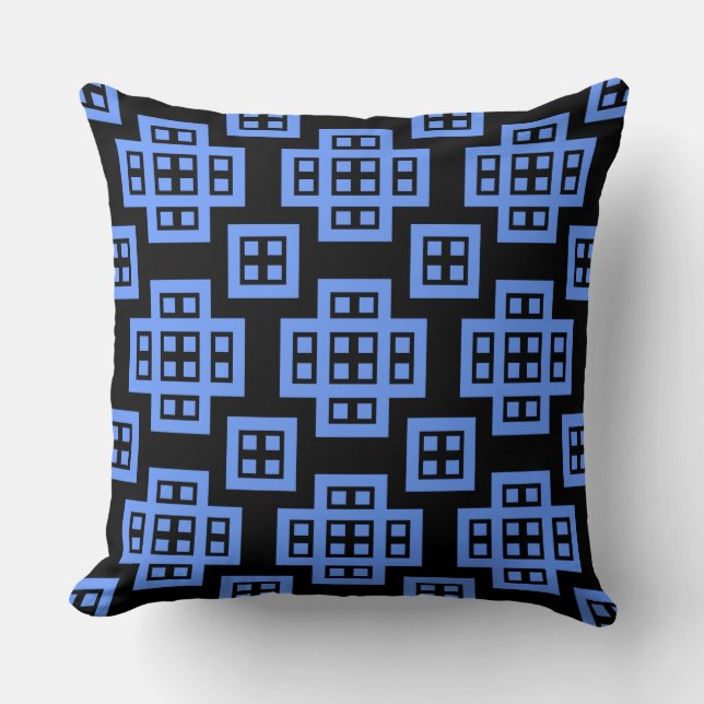 Coussin Géométrique 030614 - Bébé bleu sur noir (Recto)