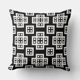 Coussin Géométrique 030614 - Blanc sur noir