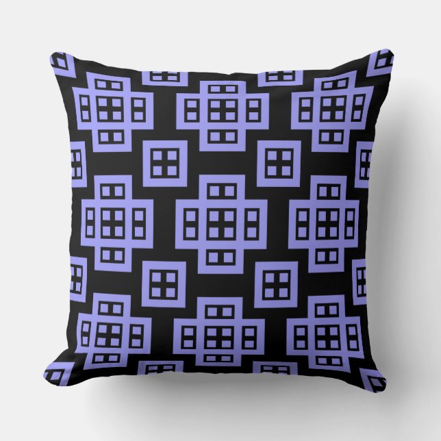 Coussin Géométrique 030614 - Bleu pastel sur noir (Recto)