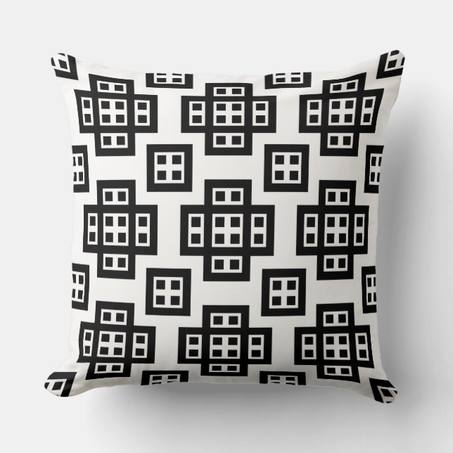 Coussin Géométrique 030614 - Noir sur blanc (Recto)