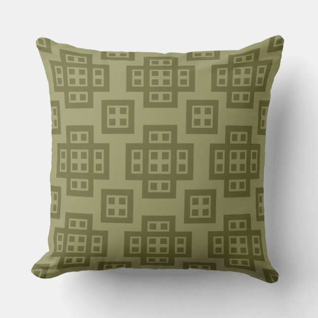 Coussin Géométrique 030614 - Olive profond à Khaki (Recto)