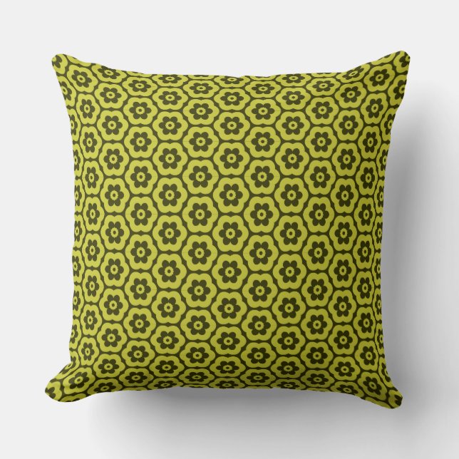 Coussin Géométrique 280514 (03) - Banane et olive foncée (Recto)