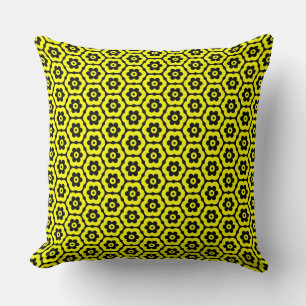 Coussin Géométrique 280514 (03) - Jaune sur noir