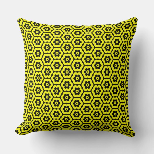 Coussin Géométrique 280514 (03) - Jaune sur noir (Recto)