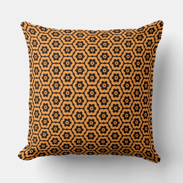Coussin Géométrique 280514 (03) - Orange clair et noir (Recto)