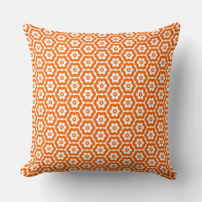 Coussin Géométrique 280514 (03) - orange sur blanc (Recto)