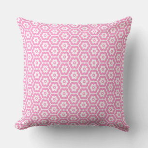 Coussin Géométrique 280514 (03) - rose sur blanc