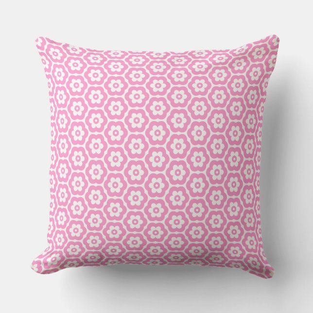 Coussin Géométrique 280514 (03) - rose sur blanc (Recto)