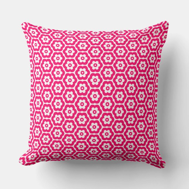 Coussin Géométrique 280514 (03) - Rouge néon sur blanc (Recto)