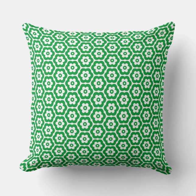 Coussin Géométrique 280514 (03) - Vert herbe sur blanc (Recto)