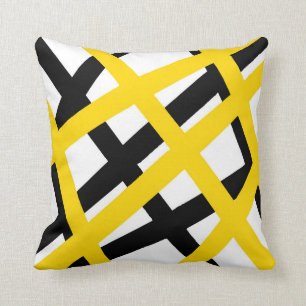 Coussin Géométrique à bande noire jaune