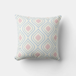 Coussin géométrique Abstraite, bleue, rose et blanc cassé