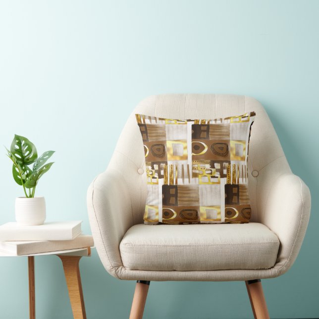 Coussin Géométrique Afrocentrique Contemporain (Chaise)