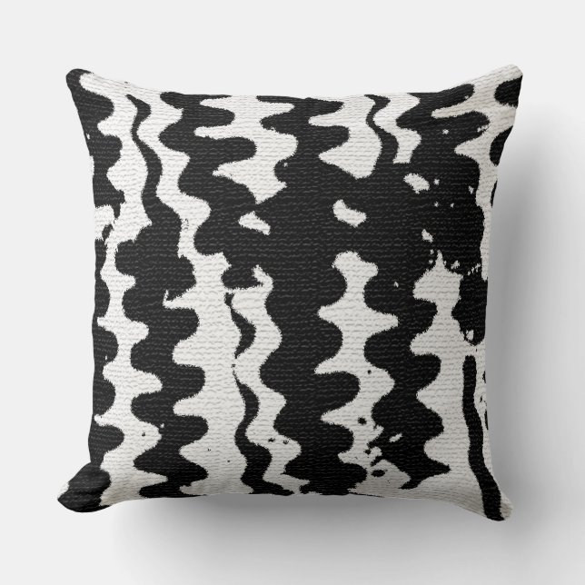 Coussin Géométrique Afrocentrique Noir & Blanc  (Recto)