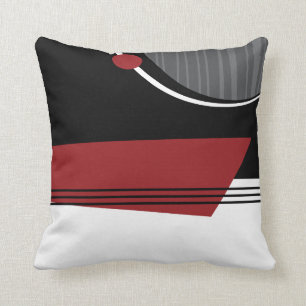Coussin géométrique blanc et noir rouge