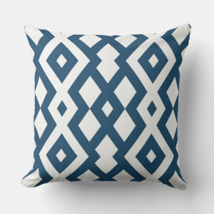 Coussin géométrique bleu/blanc