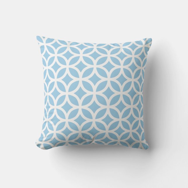 Coussin géométrique bleu de motif de bleuet (Recto)