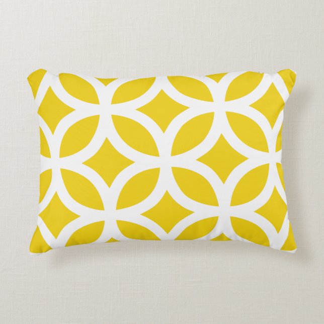 Coussin géométrique d'accent - motif jaune citron (Devant)