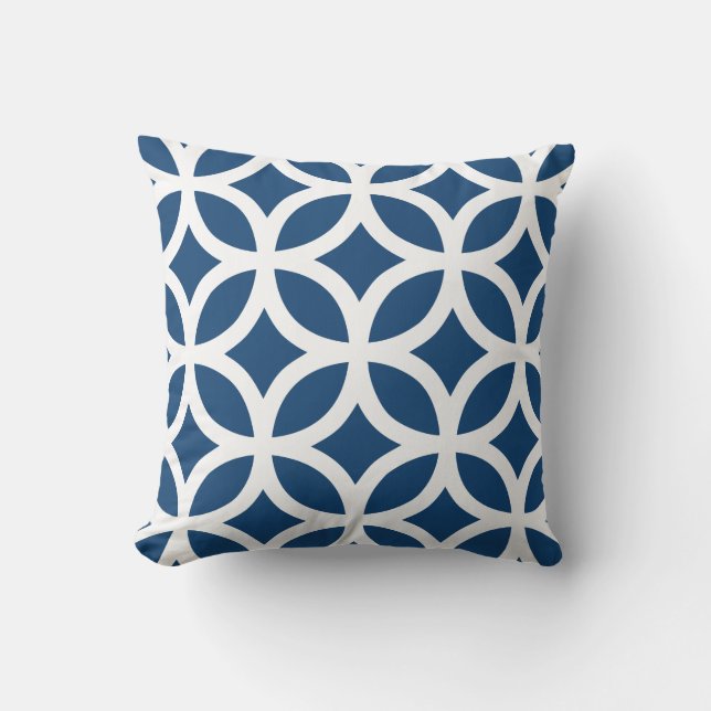 Coussin géométrique de motif dans le bleu du (Recto)