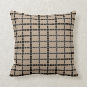 Coussin géométrique de Taupe et de noir