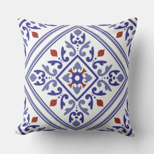Coussin géométrique Diamant Bleu