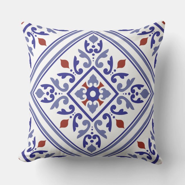 Coussin géométrique Diamant Bleu (Recto)
