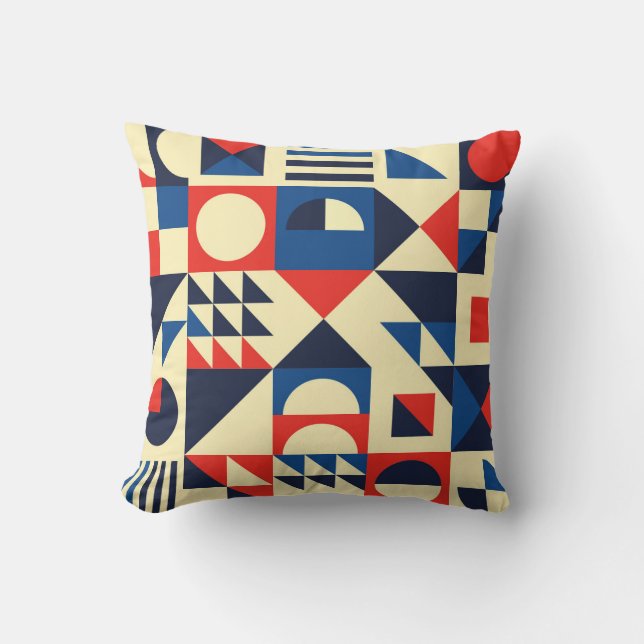 Coussin Géométrique du milieu du siècle : Motif rétro funk (Recto)