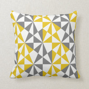 Coussin Géométrique Gras rétro Funky moutarde gris jaune