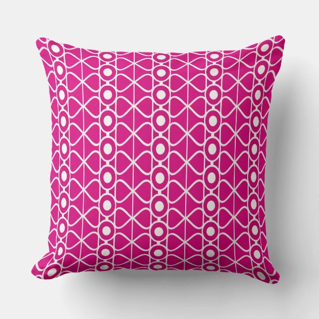 Coussin géométrique Gras rose et blanc rétro (Recto)