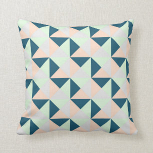 Coussin géométrique gris de triangles de pêche