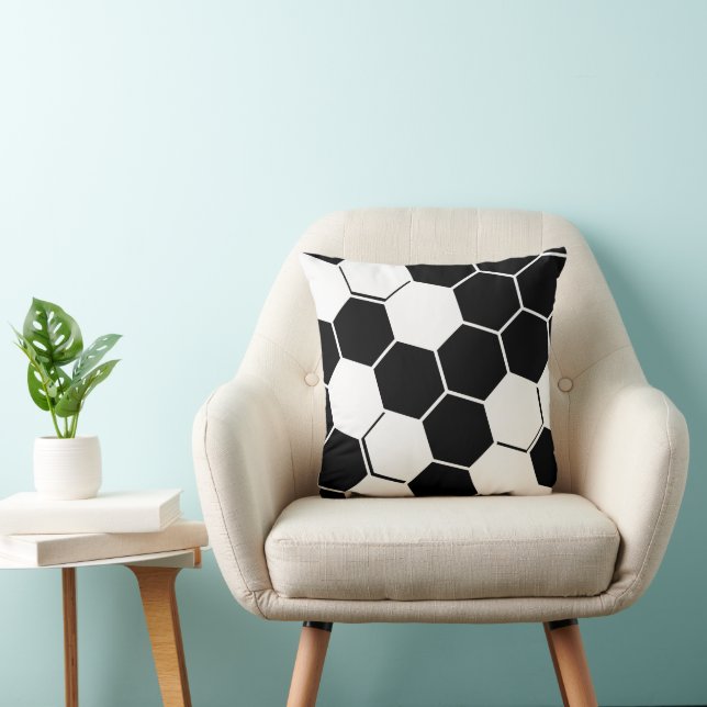 Coussin Géométrique Hexagone Élégant Blanc & Noir (Chaise)