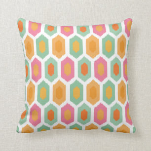 Coussin Géométrique Ikat Coral Seafoam