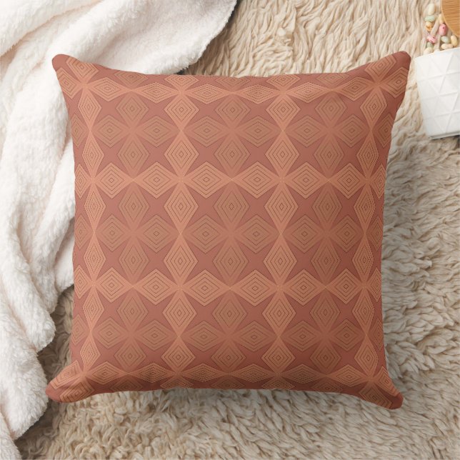 Coussin Géométrique marron art déco en terre cuite (Couverture)