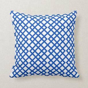 Coussin Géométrique Méditerranéen treillis bleu moderne