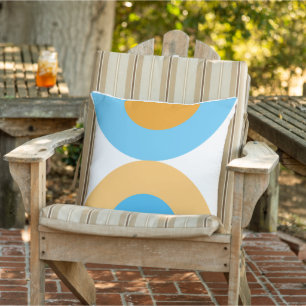 Coussin Géométrique moderne bleu et jaune