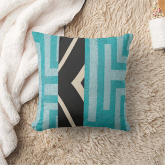Coussin Géométrique Moderne (bleu + noir) 2 faces