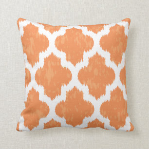 Coussin Géométrique moderne classique orange d'Ikat