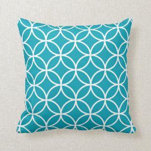 Coussin géométrique moderne dans le bleu d'Aqua