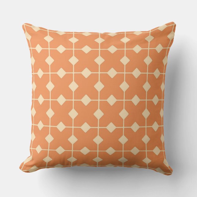 Coussin Géométrique Moderne, Diamants - Orange Mandarin (Recto)