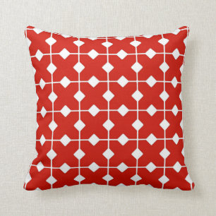 Coussin Géométrique moderne, diamants - rouge foncé